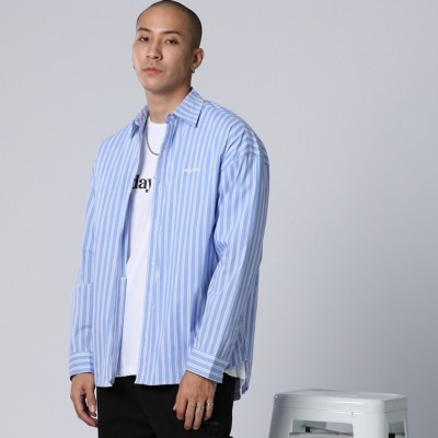 DS001長襯衫(藍) 直條紋長襯衫